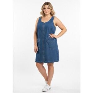 Y2K Extra Editions‎ Blue Denim Sleeveless Zip Knee Length  Size XL (not 2xl)